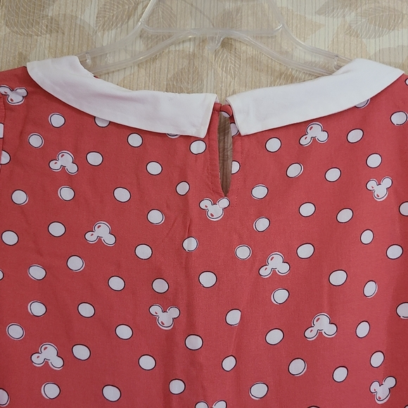 Disney Lauren Conrad Minnie Polka Dot Collared Blouse 3/4 Sleeve Small Pink Top - Picture 5 of 9